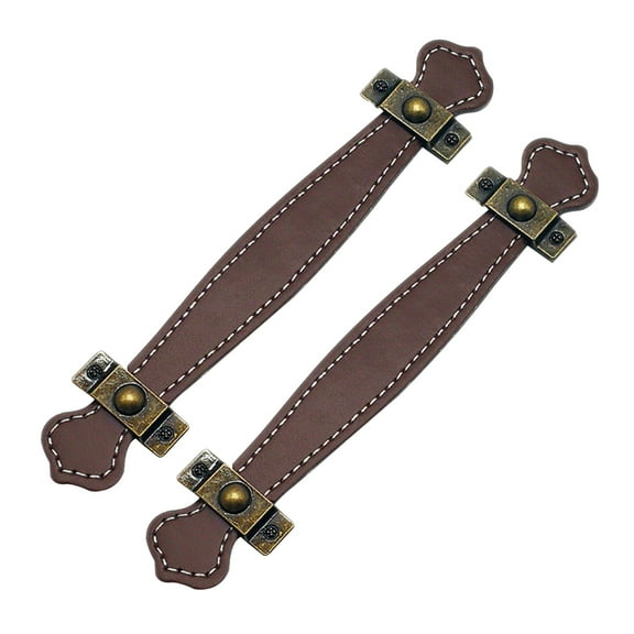 Hongchegh Pull Handles 2PCS PU Zinc Alloy Leather Handle Vintage Style Door Handle Drawer Cabinet Door Handle(Light Brown)