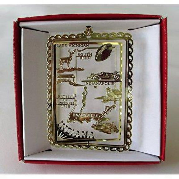 Nations Treasures Indiana State Landmarks Brass Ornament, New, Lightweight Brass, 1 Piece