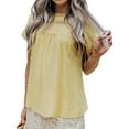 thumbnail image 1 of Women Hollow Out Lace Splicing Swiss Dots Crew Neck Short Sleeve Shirt, 1 of 4