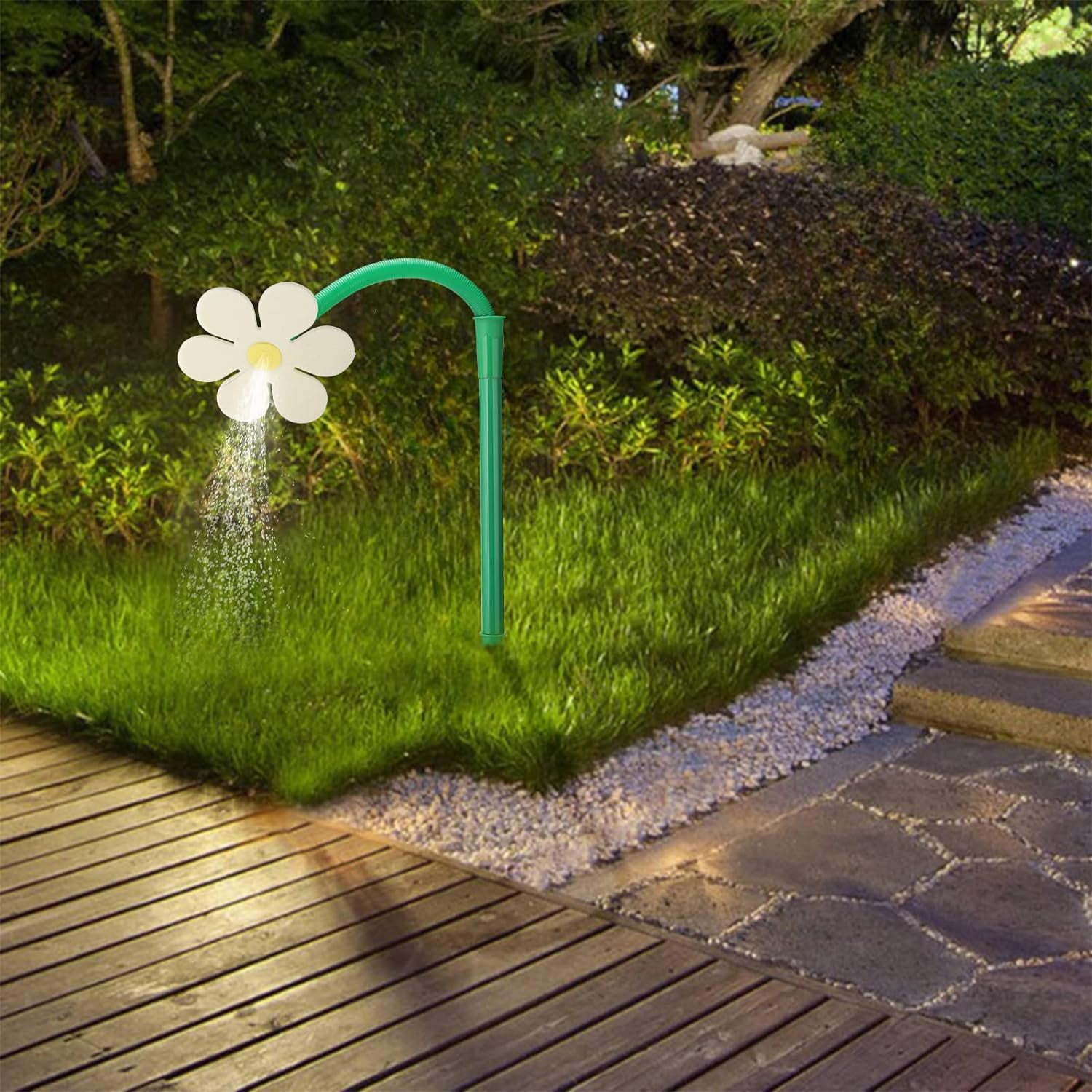 NFNSIG Crazy Daisy Sprinkler Shaped Garden Sprinkler 720° Rotating Garden Water Feature Sprinkler Dancing Moving Daisy Water Sprinkler for Garden Lawn(White)
