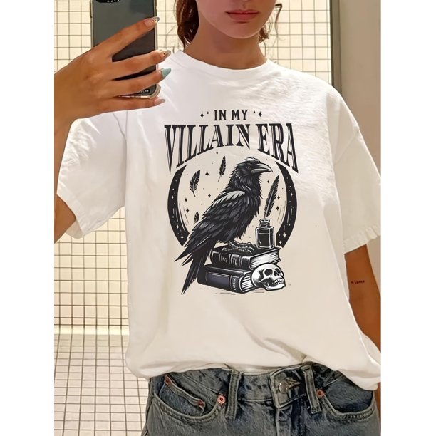 Vintage-Inspired Geometric Print T-Shirt for Women - Casual Crew Neck, Short Sleeve, Breathable Polyester, Machine Washable - Perfect for Summer