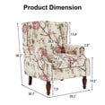 thumbnail image 2 of UIXE Wingback Accent Chair Nailhead Trim Floral Pattern Arm Chair for Living Room, Beige, 2 of 6
