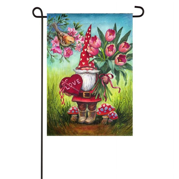 Evergreen Flag, Valentine's Gnome Garden Suede Flag, 18'' x 0.04'' inches