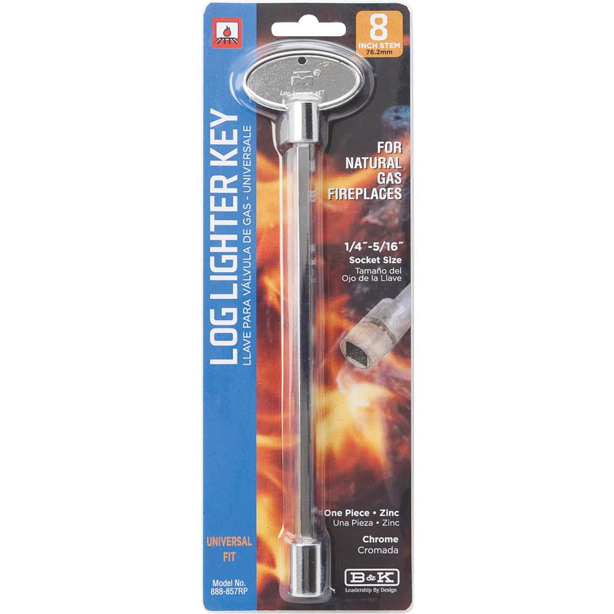Mueller/B & K ProLine Log Lighter Gas Valve Key~Chrome~3" 