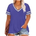 thumbnail image 3 of AnuYalue Plus Size Tshirts Shirts for Women V Neck Short Sleeve Blouse Oversized Basic Tees Loose Casual Trendy Summer Going Out Tops, 3 of 7