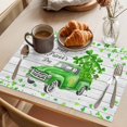 thumbnail image 3 of St. Patrick's Day Placemats Set&nbsp;of 1 Watercolor Green Truck Lucky Shamrocks Plant Hat Wood Grain Heat Insulation Washable Place Mats, Non-Slip Table Mats for Dining Table Kitchen,13x19 Inch, 3 of 9