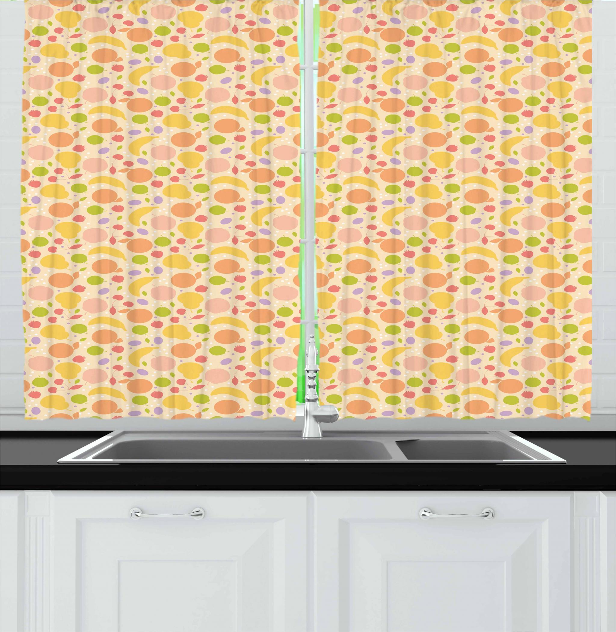 Fruit Curtains 2 Panels Set Colorful Graphic Food Pattern With Plum