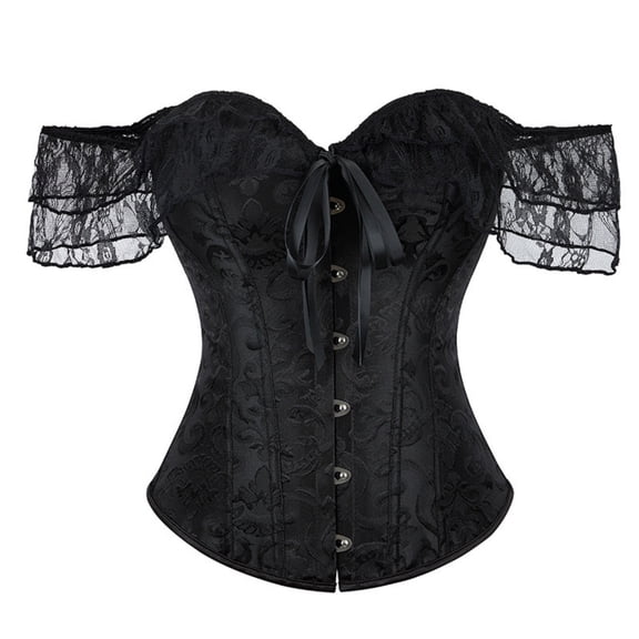 Xdegoge Going Out Tops for Women Lace Off Shoulder Corset Bustier Hook Eye Front Crop Strapless Brocade Push Up Bralette Fashion Sweetheart Clubwear Camisole Blouse