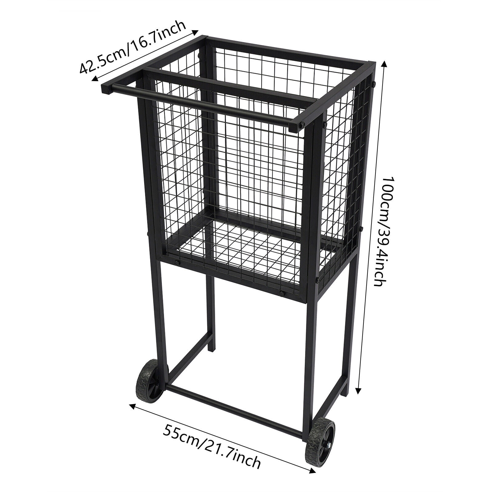 Portable Tennis & Pickleball Hopper, Tennis Ball Cart Compact Design, Lightweight Tennis Balls Basket Load Capacity 30 lbs, Smooth Rolling Cart for Tennis Balls, Sturdy Lightweight Construction