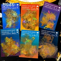 Yoksas Golden Foil Holographic Sticker for Scrapbooking,180Pcs Glitter Butterfly Magic Fantasy Self-Adhesive Decals for Junk Journaling Resin Crafts