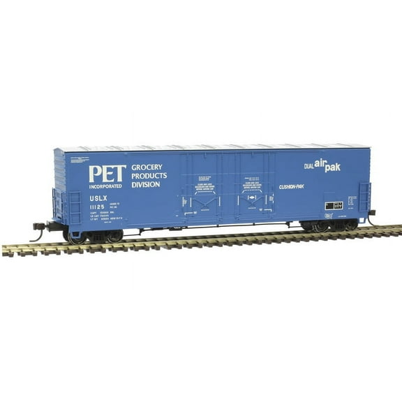 Atlas HO Scale Evans 53' Double Plug-Door Box Car PET Inc. (Blue/White) #11125