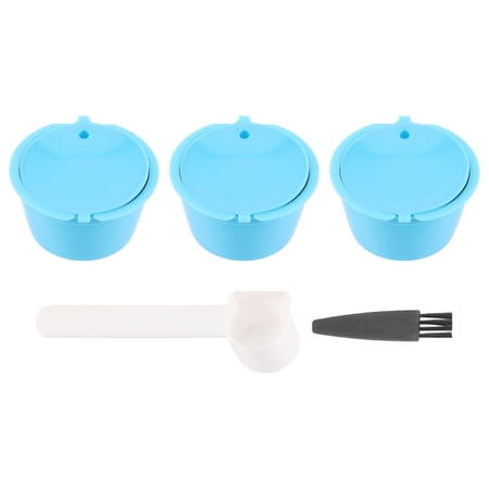 

1Set Refillable Coffee Capsules Pods Reusable Coffee Filter Plastic with Spoon Brush High Quality Blue