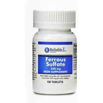 Reliable1 Labs Ferrous Sulfate Iron supplement Tablets, 325 mg, 100 Count