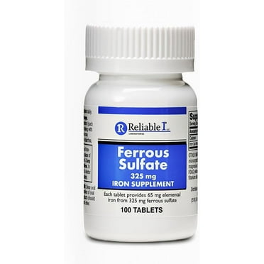 Reliable1 Labs Ferrous Sulfate Iron supplement Tablets, 325 mg, 100 Count