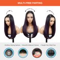thumbnail image 3 of GLAM21USA HD LACE Front Wig Straight 13X6 Deep Transparent Lace Frontal Wigs 23 Inch Human Hair & Synthetic Master Blend Swiss Lace Curly Long Wig - Athena (OET1B/PURPLE), 3 of 6