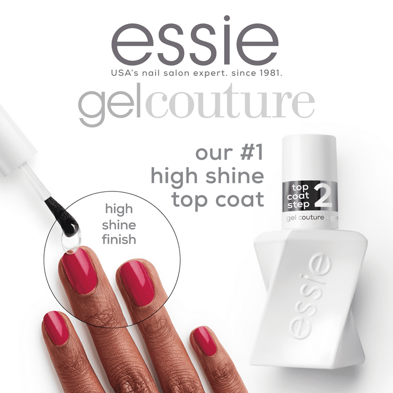 essie Gel Couture oz 0.46 Top Clear, Lasting Vegan Shiny Coat, Long fl Bottle
