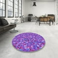 thumbnail image 4 of Ahgly Company Machine Washable Indoor Square Transitional Purple Mimosa Purple Area Rugs, 6' Square, 4 of 7