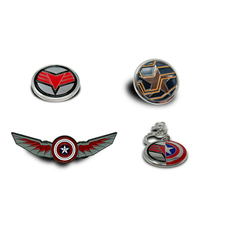 LIMITED TIME, Official Falcon & Winter Soldier PIN SET + Bonus Captain  America / Falcon Keychain, (3 x Pins & Key Ring) 