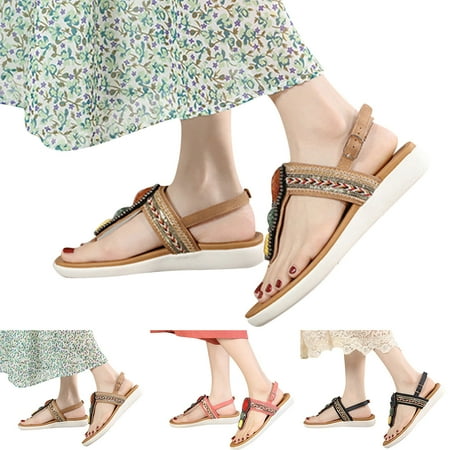 

PEASKJP Sandals for Women Dressy Summer 2023 Women Summer Printed Wedges Breathable Open Toe Beach Sandals Shoes Shoes Women Sandals Red 6.5