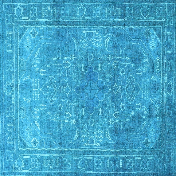 Ahgly Company Indoor Square Persian Light Blue Traditional Area Rugs, 5' Square
