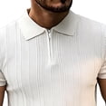 thumbnail image 3 of Ceisia Men's Ribbed Knit Polo Shirt Short Sleeve Half Zip Neck Casual Slim Fit Knitwear White L Gifts for Father, 3 of 8
