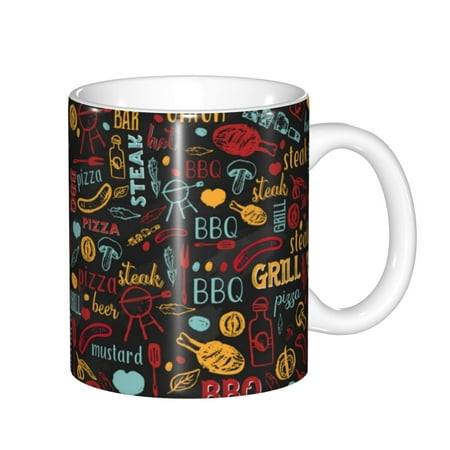 

Zeuib BBQ Barbecue Grill Ceramic Coffee Mug with Large Handle，Modern Reactive Glaze Dishwasher & Microwave Safe – Perfect for Home Office Café Gift-Ready