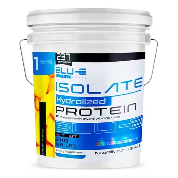 Proteína Whey Hidrolizada Isolate Blu-e 9 Kg Sabor Mango 237 Servicios