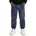 thumbnail image 4 of Boys Sweatpants Straight Open Bottom Pants Elastic Waist Athletic Joggers Casual Sweat Pant with Pockets Black 12-13 Years, 4 of 7