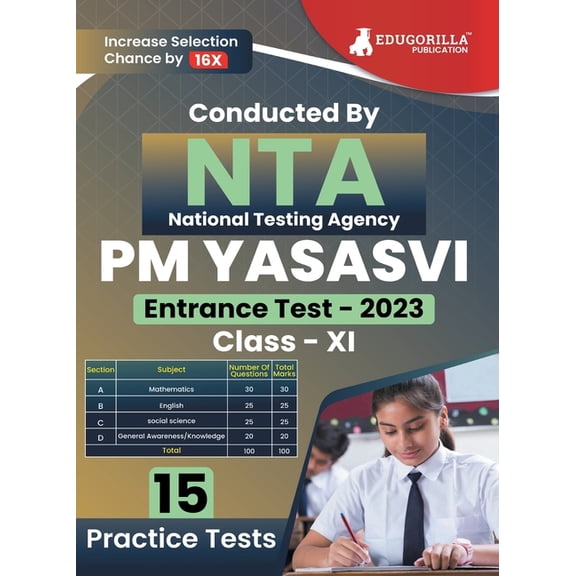 NTA PM Yasasvi Class XI Exam Prep Book 2023 (English Edition) Scholarship Scheme 15 Practice Tests (1500 Solved MCQs) wi, (Paperback)