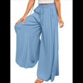 thumbnail image 3 of Pantalones Casuales de Cintura Alta para Mujer, de Color Liso, Largos y Anchos, con Bolsillos, para y Otoño. Azul XL, 3 of 8