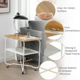 thumbnail image 6 of Gymax 2-Tier Folding Rolling Cart Kitchen Utility Cart Tool-Free Installing Natural, 6 of 10