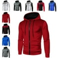 thumbnail image 4 of Xudanell Men's Hoodie Full Zip Lightweight Jacket Long Sleeve Hooded Sweatshirt Hoodies with Kangaroo Pocket (Red,L), 4 of 5