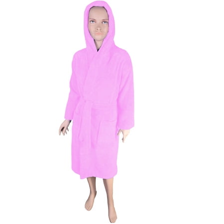 Puffy Cotton Unisex Hooded Cotton Bathrobe Hoodie Bath Robe Natural Soft Cotton - Light Pink