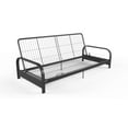 Mainstays Metal Arm Futon, Black Metal Frame with Grey Mattress