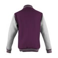 thumbnail image 2 of Just Hoods By Awdis Letterman Jacket-Burgundy/H. Grey-3X, 2 of 2