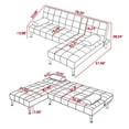 thumbnail image 2 of BSHTI 107" Velvet L-Shaped Sectional Sleeper Sofa with Reversible Chaise, Split Back & 3-Position Adjustment, Tufted Design, Metal Legs, for Living Room & Guest Room Gray, 2 of 10