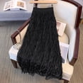 thumbnail image 2 of Womens Skirts Summer Casual Elastic High Waisted Boho A Line Flowy Skirt Swing Flowy Midi Skirt Black XL, 2 of 3