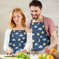 thumbnail image 5 of Dark Blue Sun Moon Cloud Star Pattern Apron-Garden Aprons for Women with Pockets-Cotton Linen Waterproof Kitchen Cooking Gardening Aprons Adjustable for Kitchen,Cooking,BBQ and Salon 33x27 Inch, 5 of 7