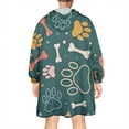 thumbnail image 2 of Paw Prints and Bones Wearable Oversized Blanket,Wearable Blanket Hoodie for Adults,Cozy Hooded Blankets with Super Pockets,Super Warm Fuzzy Pullover for Women & Men, 2 of 6