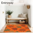 thumbnail image 3 of ODIKA 3'x5' Machine Washable Non-Slip Area Rug, Botanical Fern Fronds Whimsical Nature Inspired Arrangement High Traffic Rug, Orange, 600707, 3 of 7