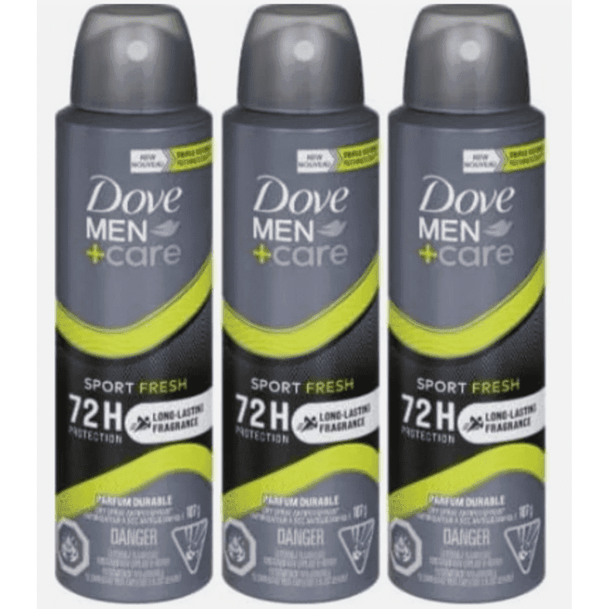 Dove Men+Care Antiperspirant Deodorant, 72HR Protection, Goes on Instantly Dry, Moisturizing Cream, Dry Spray, Sport Fresh Scent, 107g, 3 Pack