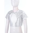 thumbnail image 6 of Alvivi Kids Girls Boys Hip-hop Jazz Dance Crop Top Shiny Sequins T-Shirt Costume, 6 of 7