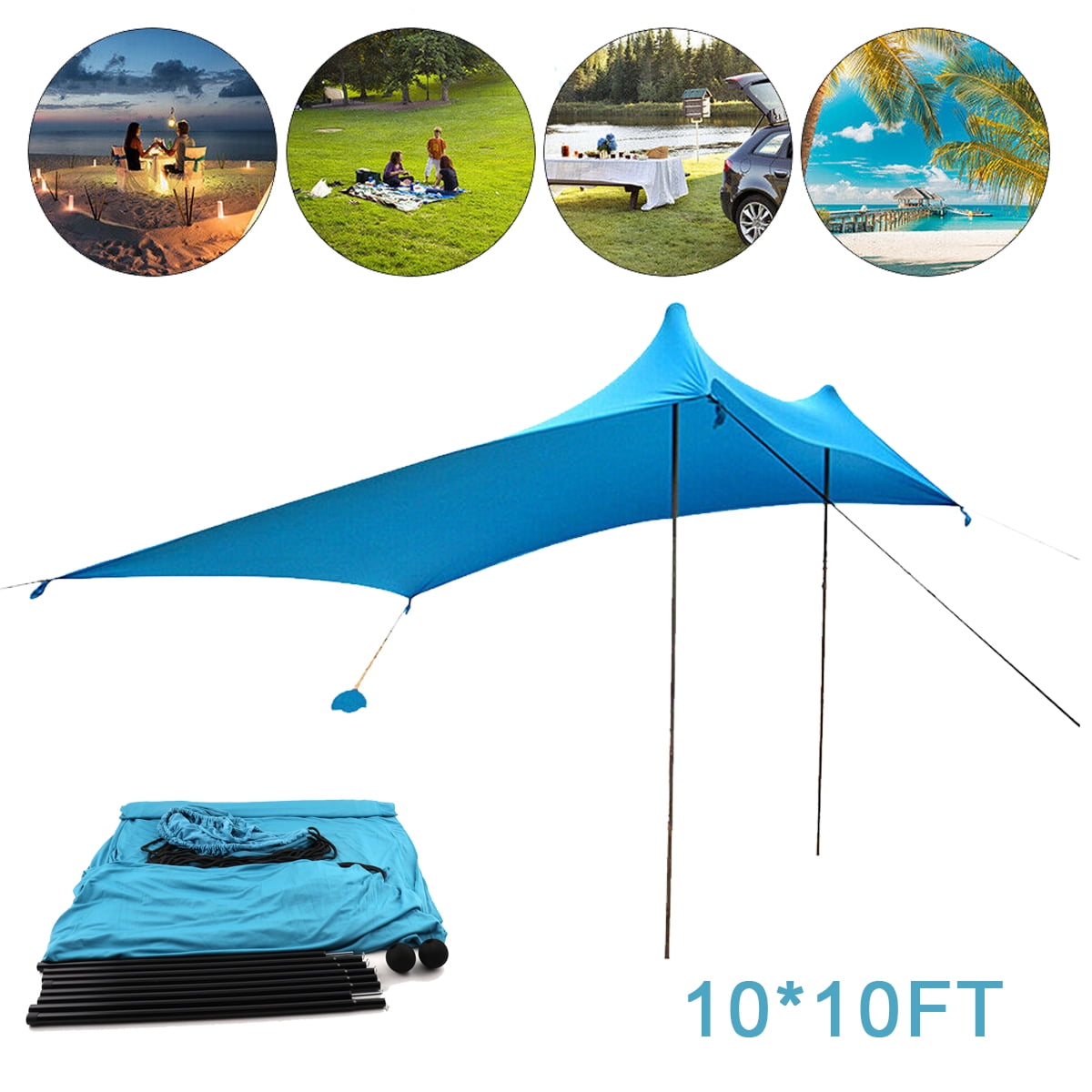 YILIKISS 10FT×10FT Protection Beach Tent Sun Shelter Tent Lightweight