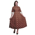 thumbnail image 1 of Bimba Robe Chemise Mi-Mollet à Manches Retroussables Imprimée Bloc pour Femmes - Petite, 1 of 5