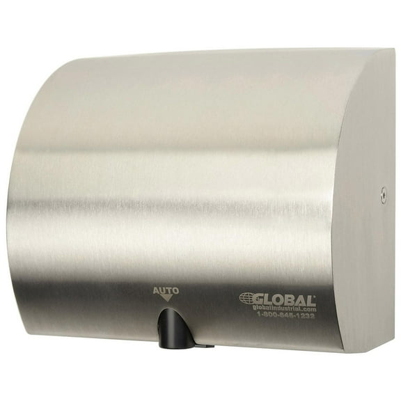 Global Industrial High Velocity Automatic Hand Dryer Brushed Stainless Steel 120