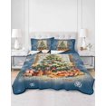 thumbnail image 2 of Quilts Twin-XL Size Bedding Set, Blue Christmas Tree Lightweight Quilted Comforter, Watercolor Xmas Snowflake Soft Reversible Bedspread Coverlet with Pillow Covers for All Season, 68" x 98", 2 of 7