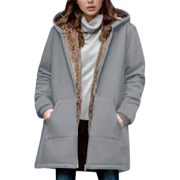 Busydd Winter Jackets for Women Casual Warm Cotton Quilted Jackets for Women Comfy Long Sleeve Solid Color Women Winter Coats with Pockets and Hood S