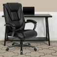 thumbnail image 2 of Flash Furniture Oma High Back Black LeatherSoft Layered Upholstered Executive Swivel Ergonomic Office Chair with Smoke Metal Base and Arms, 2 of 12