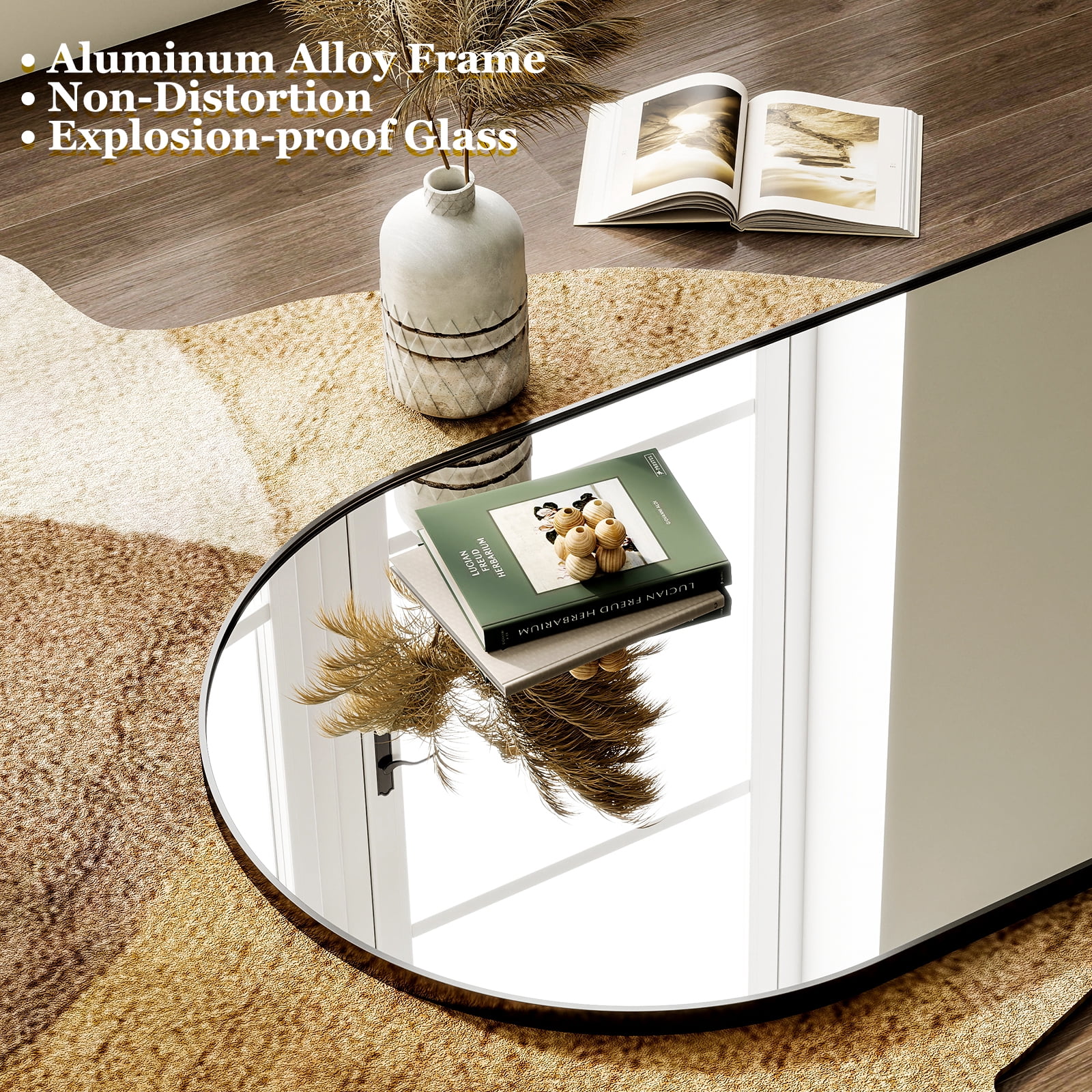 AUROMIR 64"x21" Arched Full Length Mirror Standing Full Body Floor Mirror,Black