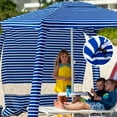 thumbnail image 2 of AMMSUN Beach Cabana Sidewall Privacy Sunwall for AMMSUN 6.2'x6.2' Cabana Easy Set up,Blue Stripes, 2 of 6